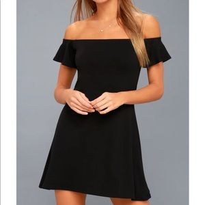 Lulus off the shoulders black dress